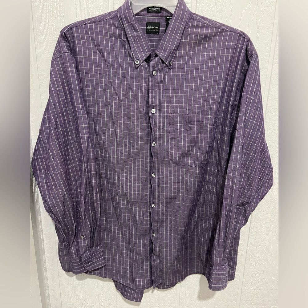 GUC ARROW size xl purple long sleeve button up dress shirt - Picture 1 of 3